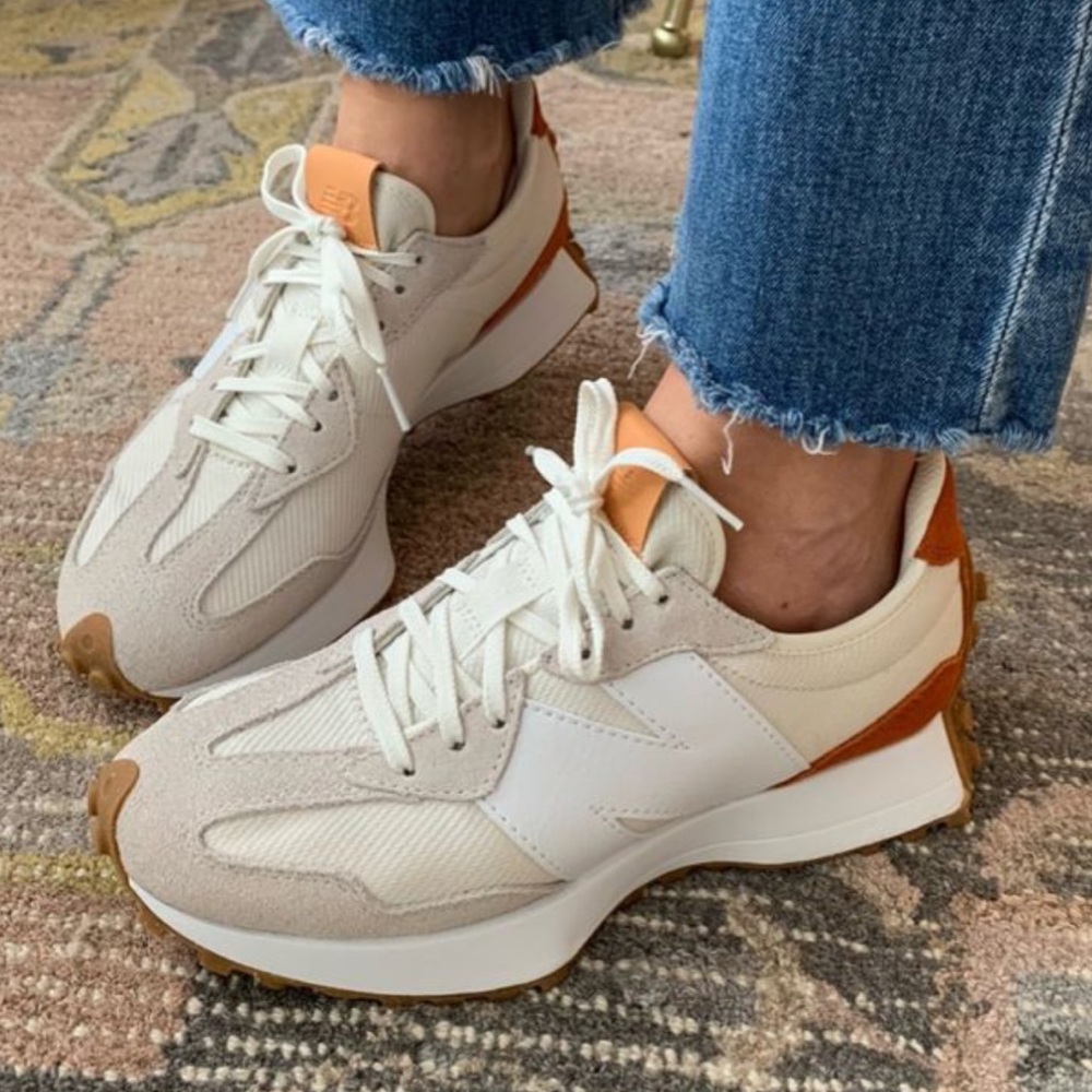 New Balance 327 Cream and Brown Sneakers